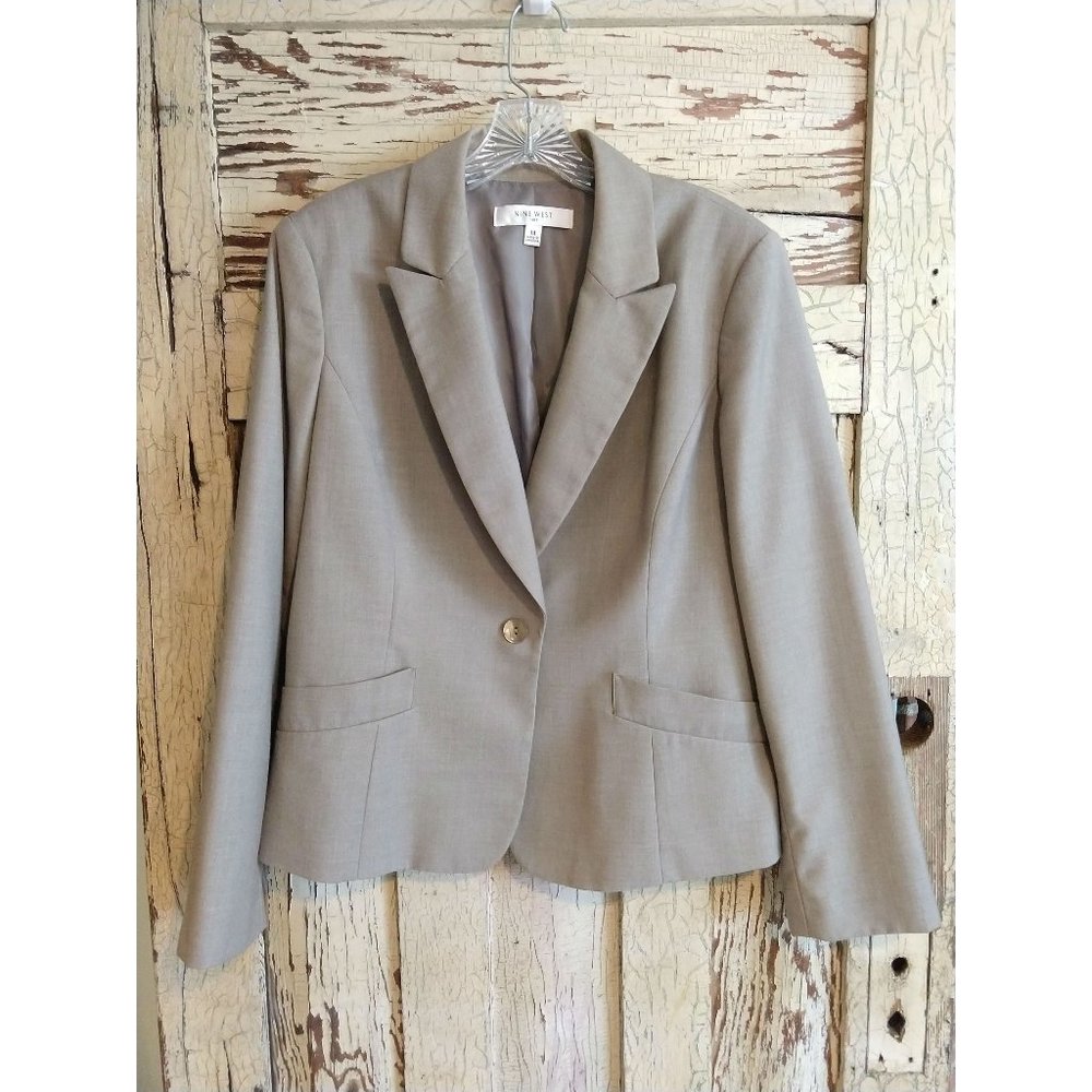 Nine West Gray Suit Jacket, Size 14